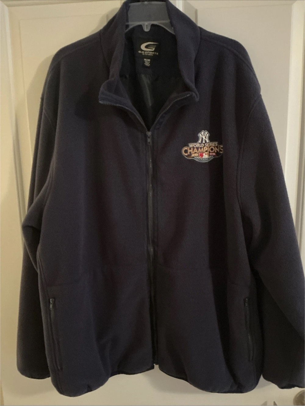 NY Yankees Full Zip Fleece 2009 WS Champions Patch G-III Sports Carl Banks XXL